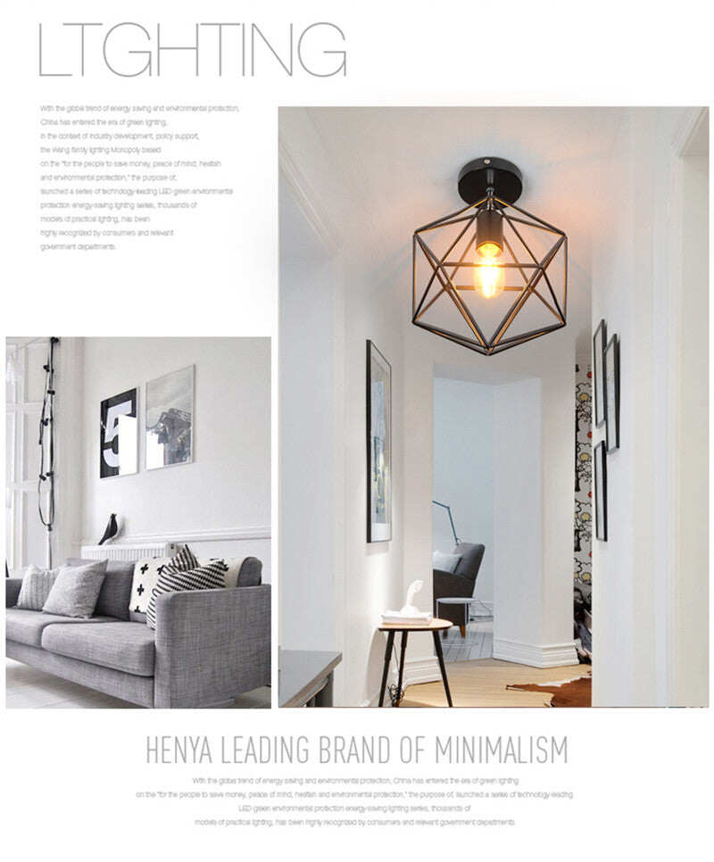 Retro Indoor Lighting Vintage Ceiling Light LED Lights More Kinds Iron Cage Lampshade Warehouse Style Light Fixture