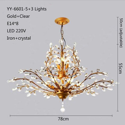 American Luxurious Crystal Chandelier E14 LED 220V For Restaurant  Lighting Chandelier Modern Home Decor Lighting Fixtures Room