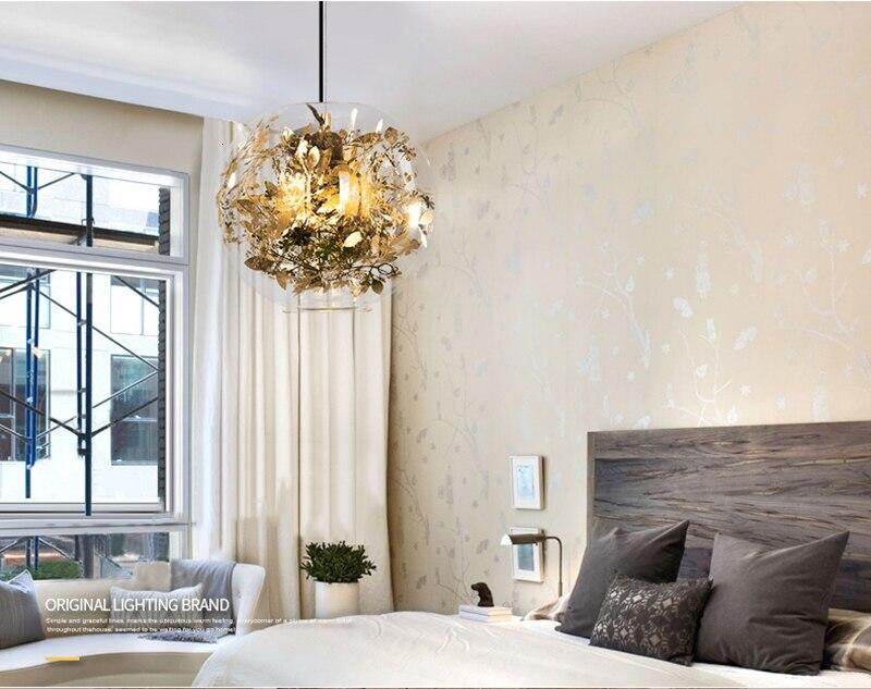 Nordic Glass Ball Flower Pendant Light LED E27 With 4 Colors Loft Modern Hanging Lamp For Living Room Bedroom Kitchen Restaurant