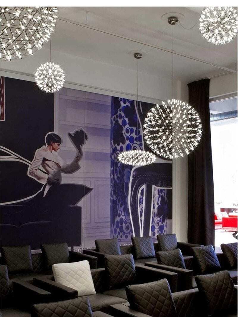 Modern Brief Loft Spark Ball LED Pendant Light Fixture Firework Ball Stainless Steel Pendant Lamps Home Deco Lighting