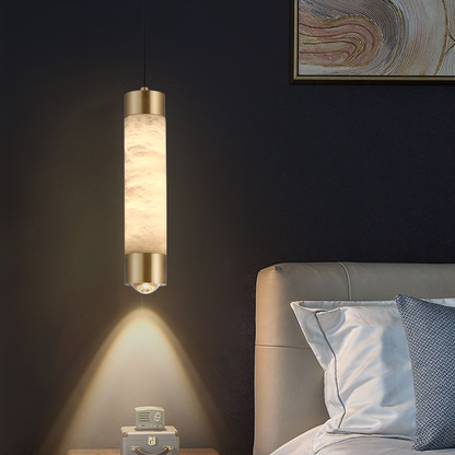 Copper Spanish Marble Small LED Chandelier High-end Modern Simple Bedroom Pendant Light Bar Counter Hanging Lamp