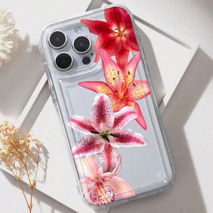 Pink Flower Phone Case For iPhone 17 Case For iPhone 11 13 14 12 15 16 Pro 17 Pro Max 17 Air 16E XR  Soft Clear Cover
