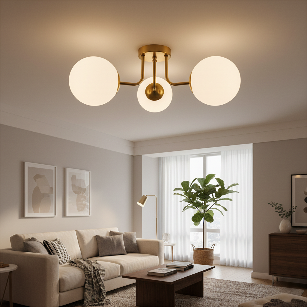 Nordic Magic Bean Bedroom Living Room Ceiling Light Modern PVC White Ball Glass Embedded Corridor Iron Art Light