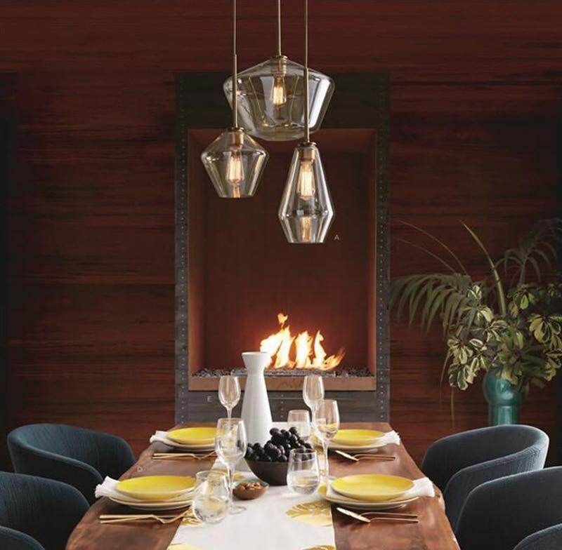 Nordic Modern Glass Pendant Lights Fixtures Loft LED Hanging Pendant Lamp For Kitchen Restaurant Living Room Bedroom E26 E27