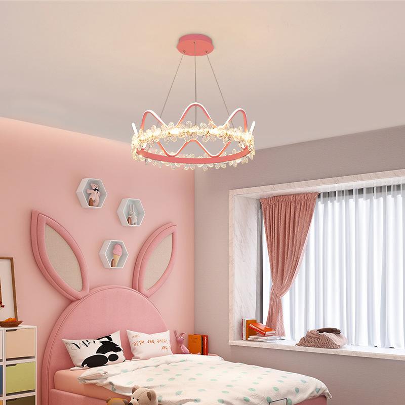 Bedroom Lamp Nordic Modern Simple Light Luxury Creative Personality Crown Crystal Chandelier