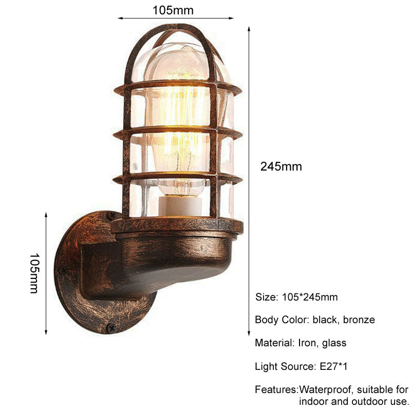 Retro Glass Wall Light Industrial Outdoor Indoor Waterproof LED Wall Lamp Bar Cafe Decora Lighting