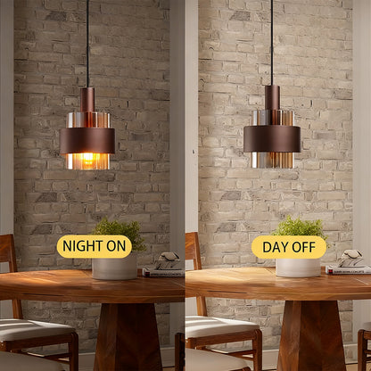 Modern Pendant Lights E27 LED Amber Glass Bronze Colored Chandeliers Dining Bedroom Hanging Lamps Pendant