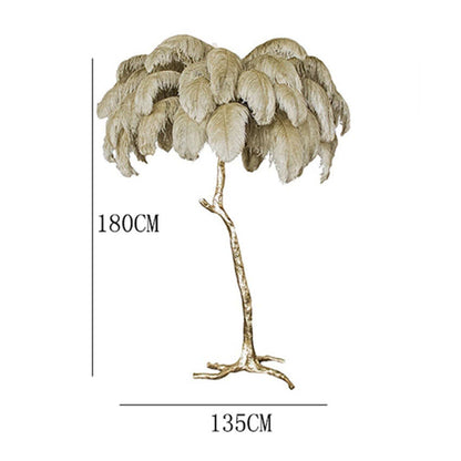 Nordic Ostrich Feather Living Room LED Floor Lamps Living Room Bedroom Modern Interior Lighting Decor Floor Light Standing Lamp