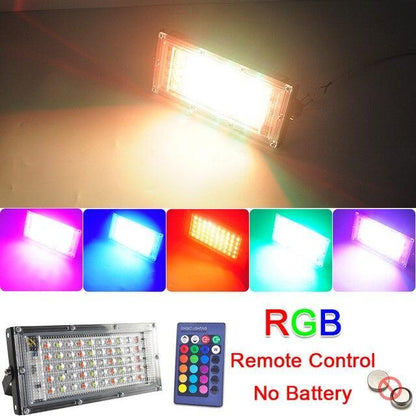 LED Flood Light 50W RGB Led Floodlight Remote control COB chip LED street Lamp AC waterproof IP65 outdoor Lighting