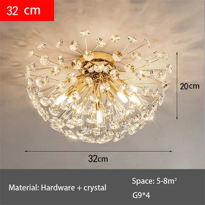 Dandelion Crystal Ceiling Light  New Style Living Room, Bedroom, Study Decoration Light Creative Sun Flower LED Light