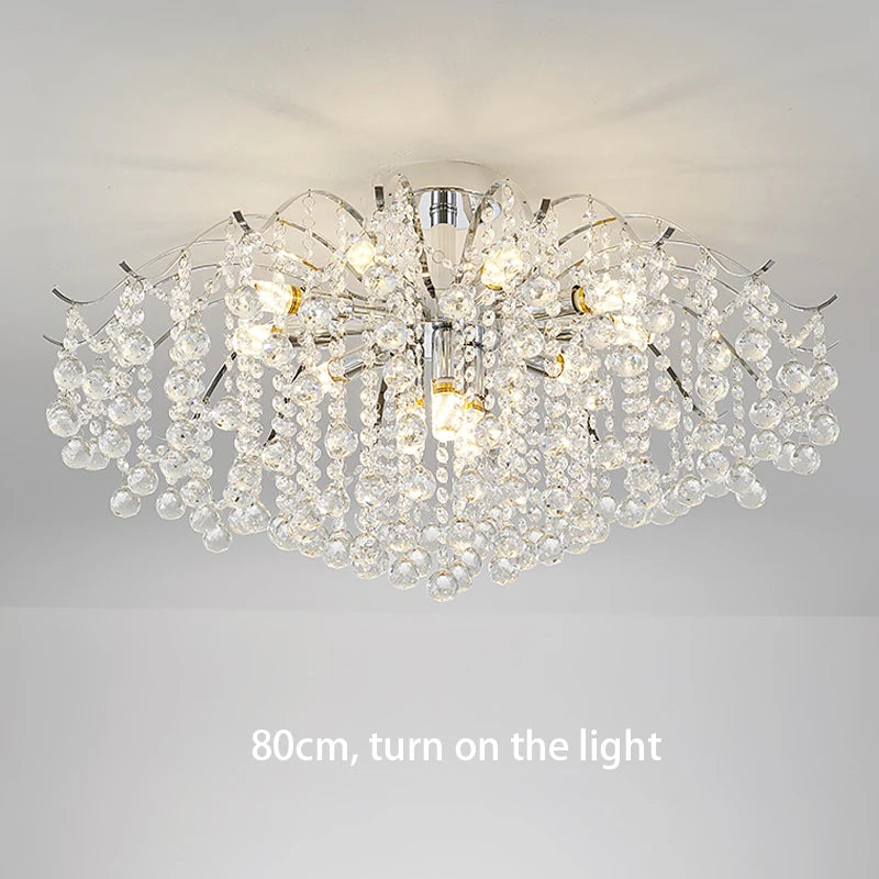 Modern Luxury Crystal Chandelier for Living Dining Room Bedroom Decoration Silver Led Ceiling Lamp Indoor Lighting