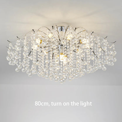 Modern Luxury Crystal Chandelier for Living Dining Room Bedroom Decoration Silver Led Ceiling Lamp Indoor Lighting