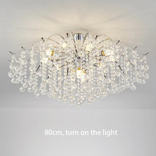 Modern Luxury Crystal Chandelier for Living Dining Room Bedroom Decoration Silver Led Ceiling Lamp Indoor Lighting
