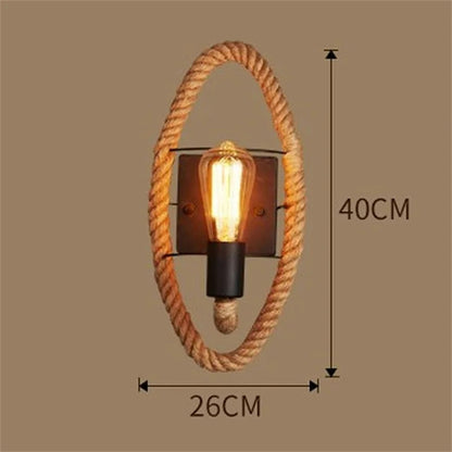 Hemp Rope Loft Style Wall Lamp Vintage Iron Industrial Bedside Light Retro Fixtures For Home Lightings Bar Cafe Living Room E27
