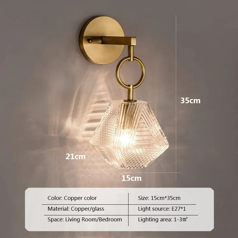 Nordic Glass Wall Lamp Beside Bedroom Bathroom Mirror Light American Style LED Wall Sconces Vintage Edison Lighting Luminaire