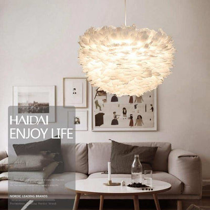 Loft Modern White Nature Goose Feather Pendant Lights Romantic E27 Led Pendant Lamps For Home Restaurant Bedroom Living Room