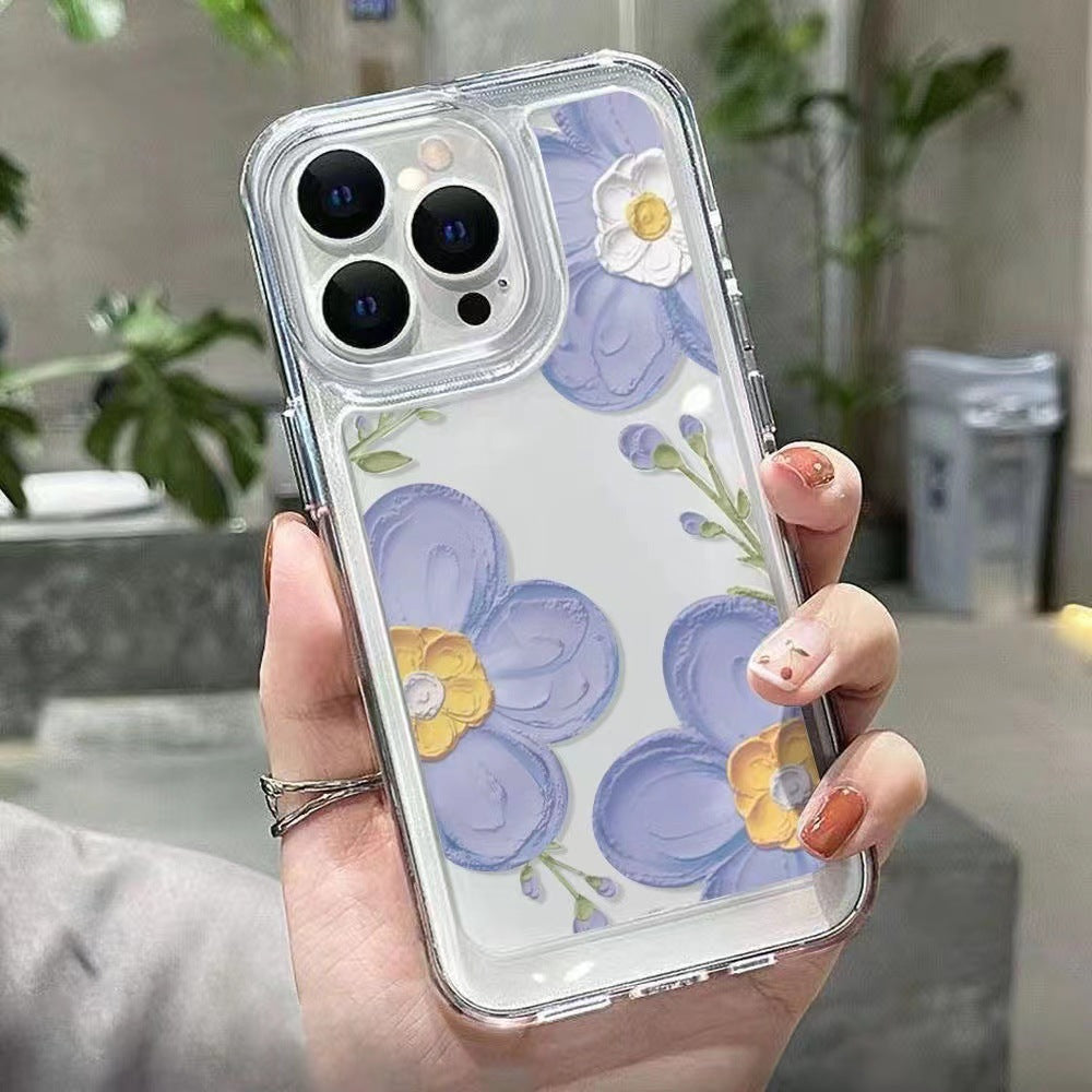 Oil Painting of Blue Flowers Phone Case for Iphone 17 Pro Max 16e 11 12 13 14 15 16 Pro Max 16 Plus 17 Air Soft TPU Cover