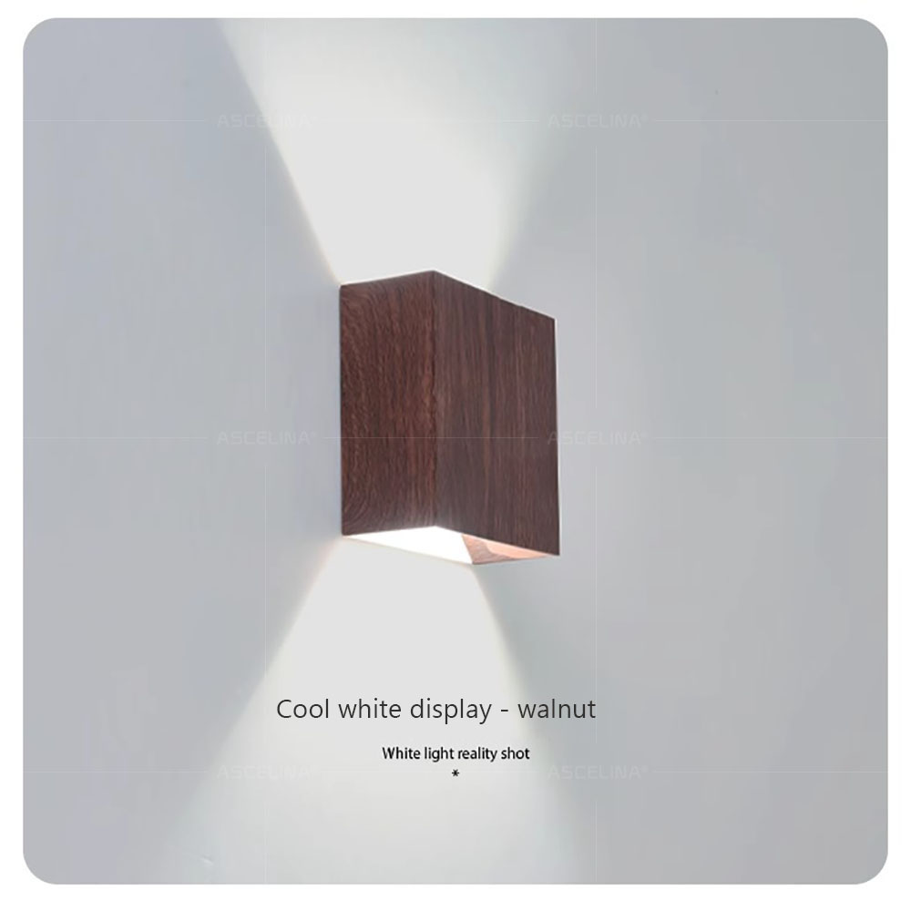 Nordic Wall Lamp Led Up Down Warm Light For Living Room Bedroom Wall Decor Wood/Walnut Corridor Sconce Decorative
