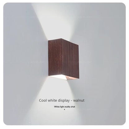 Nordic Wall Lamp Led Up Down Warm Light For Living Room Bedroom Wall Decor Wood/Walnut Corridor Sconce Decorative