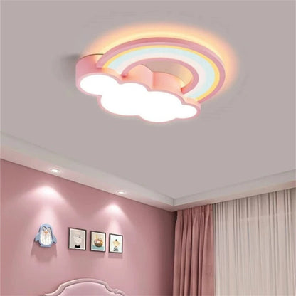 Children's Room Ceiling Lamp Cartoon Rainbow Clouds Simple And Warm Boys And Girls Bedroom Princess Room Light Fixtures