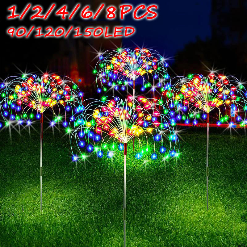 1/2/4/6/8Pcs Solar LED Firework Fairy Light Outdoor Garden Decoration Lawn Pathway Light for Patio Yard Party Christmas Wedding