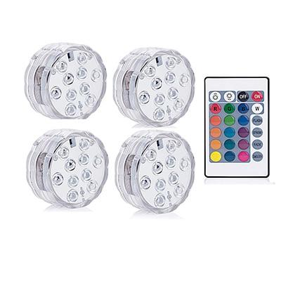 Battery Operated 10leds RGB Led Submersible Light Underwater Night Lamp Garden Swimming Pool Light for Wedding Party Vase Bowl