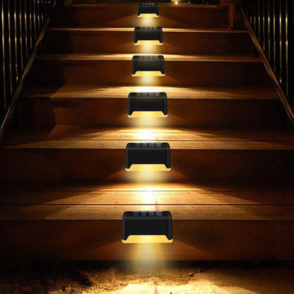 6/8pcs LED Solar Lamp Path Stair Outdoor Waterproof Wall Light Garden Landscape Step Stair Deck Lights Balcony Fence Solar Light