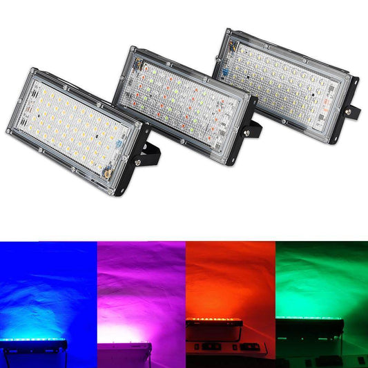 Led Spotlight Outdoor RGB Flood Light 50W 100W AC Waterproof IP66 Reflector Projector Lamp With Color Remote Controller