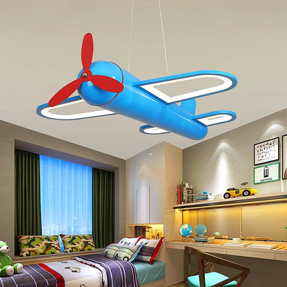 LED Pendant Light For Children Baby Bedroom Blue Airplane Shape Remote Control Lamp Lighting Lamparas Luminaria Avize