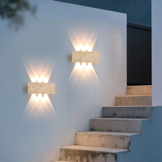LED Wall Lamp Garden Light Stone IP65 Outdoor Waterproof Bedside Retro Sconces Lighting Fixture