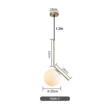 Modern LED Round Glass Ball Pendant Lights Iron E14 Pendant Lamps Hanging Light Fixture for Living Room Bedroom Dining Room