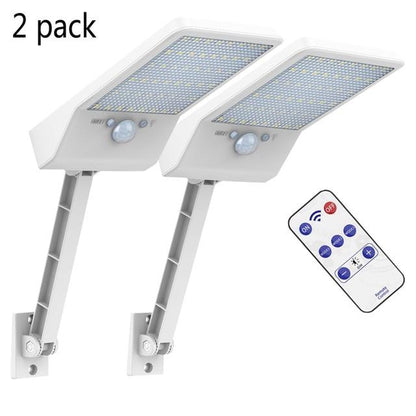 The latest super bright 48 led solar outdoor garden light, waterproof wall light, remote control solar light With Three Modes