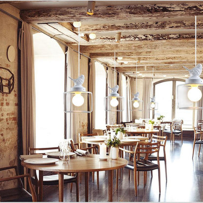 Lanterns Restaurant Droplight Nordic Bird Droplight Creative Personality Retro Chandeliers Modern Glass Pendant Lamp With Bulb