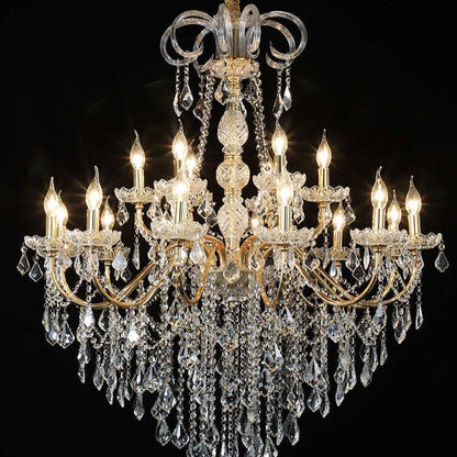 Living Room Chandelier Golden Wrought Iron Crystal Lamp Restaurant Atmosphere Hotel Hall Lamp Candle Lamp