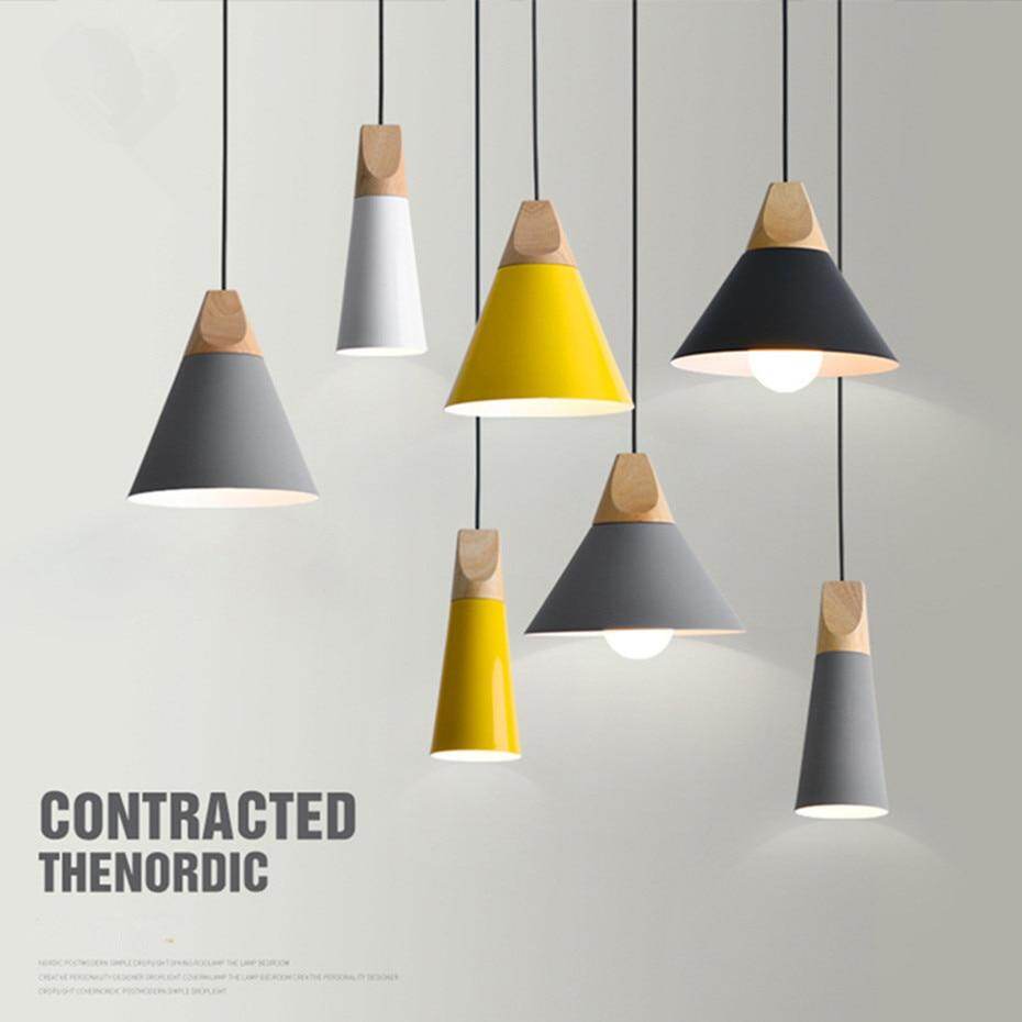 LED Pendant Lights Aluminum Wood Pendant Lamps E27 Modern Hang Lamp Kitchen Restaurant Bar bedroom living room light fixtures