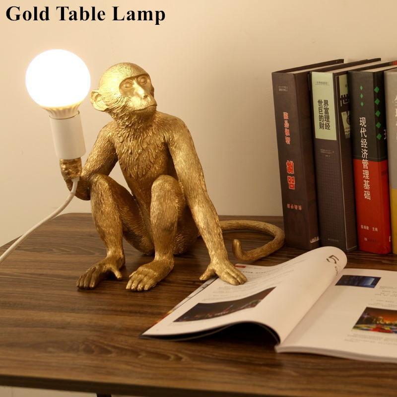 Modern Lovely Gold White Monkey Hemp Rope Pendant Lamp For Children Home Bar Cafe Decoration