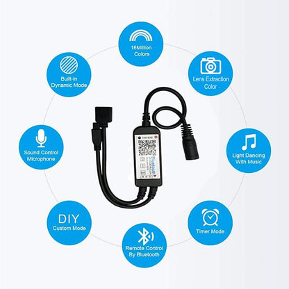 20M (4x5M) App Intelligent Control Bluetooth Music Sync Flexible Led Strip Lights 2835 RGB SMD 1080 LEDs IR 24 Key Bluetooth Controller with 12V Adapter Kit
