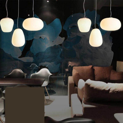 Nordic Simlpe Milky White Pendant Lights E27 Glass Single Head Lamp For Living Room Dining Bedroom Bedside Restaurant Cafe Bar