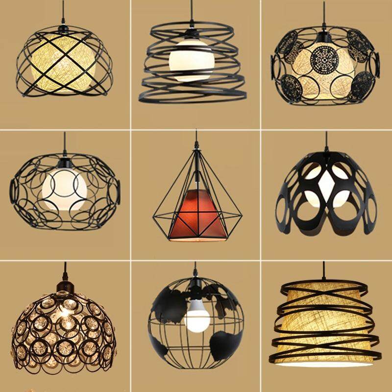 modern cage pendant light iron minimalist retro Scandinavian loft pyramid pendant lamp metal Hanging Lamp E27 Indoor DD01