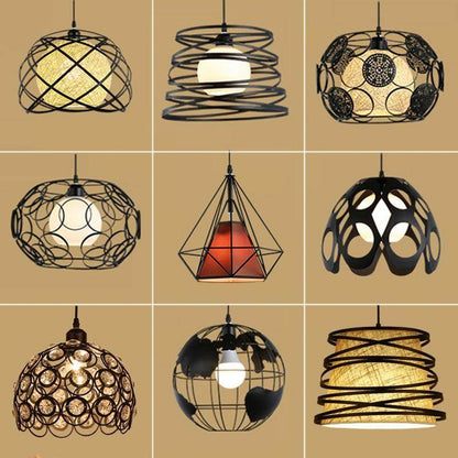 modern cage pendant light iron minimalist retro Scandinavian loft pyramid pendant lamp metal Hanging Lamp E27 Indoor DD01