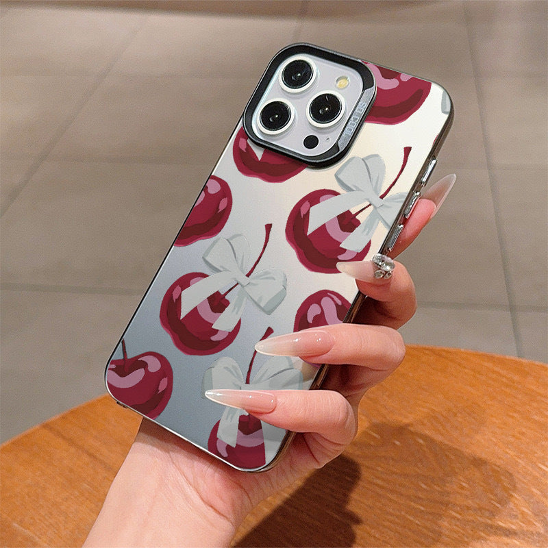 Cherry Bow Pattern Phone Case for iPhone16/15/14/13/12/11/ProMax/Pro/Plus Fashion Friend Gift Aesthetic Phone Case