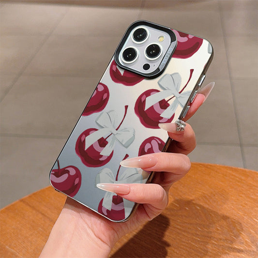 Cherry Bow Pattern Phone Case for iPhone16/15/14/13/12/11/ProMax/Pro/Plus Fashion Friend Gift Aesthetic Phone Case