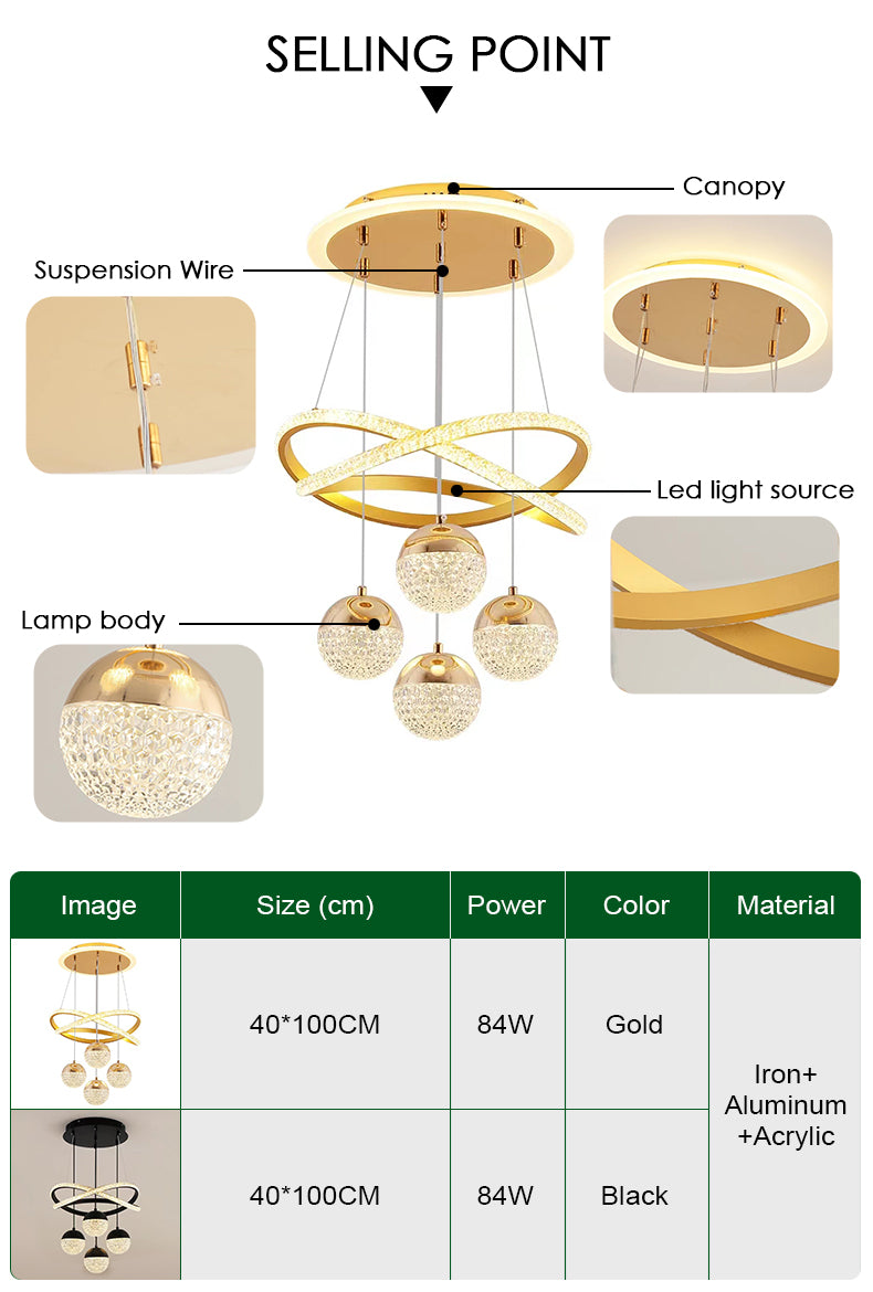 LED Lamp Dining Room Living Ring Dimmable Bedroom Kitchen Interior Linea Ceiling Round Modern Led Ring Chandelier Pendant Light