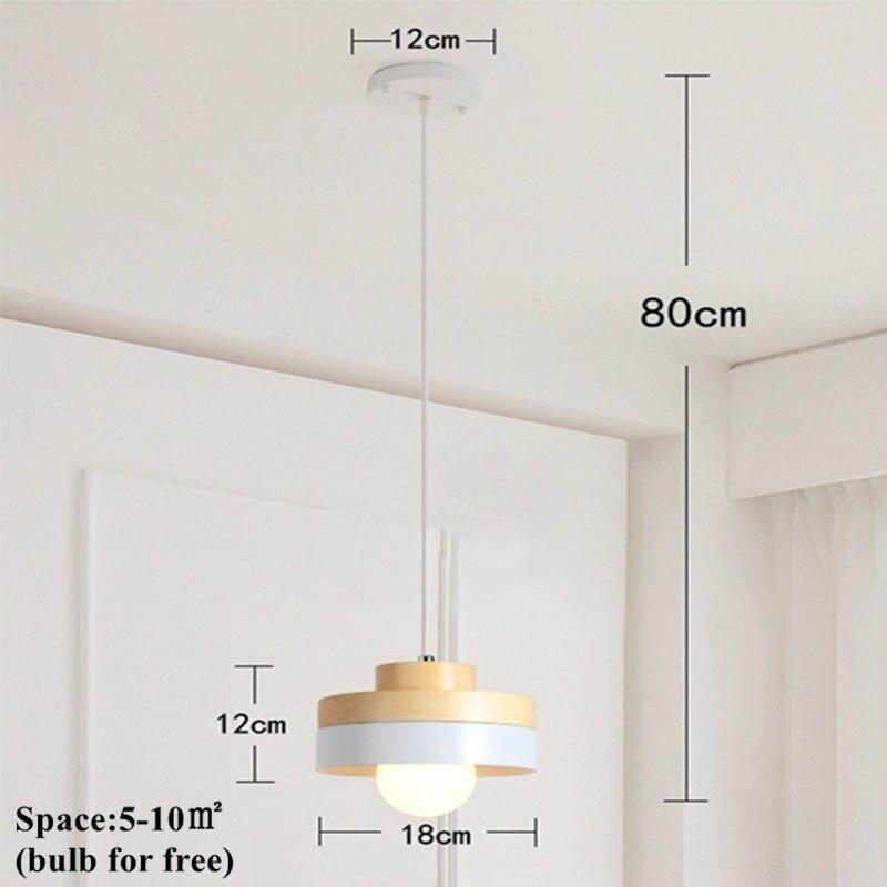 Nordic Solid Wood Lamp Simple Dining Table Pendant Lights Personality E27 Creative Living Room Bedroom Balcony Lamp With Bulb