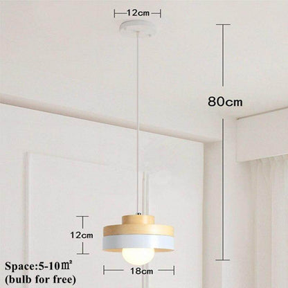 Nordic Solid Wood Lamp Simple Dining Table Pendant Lights Personality E27 Creative Living Room Bedroom Balcony Lamp With Bulb