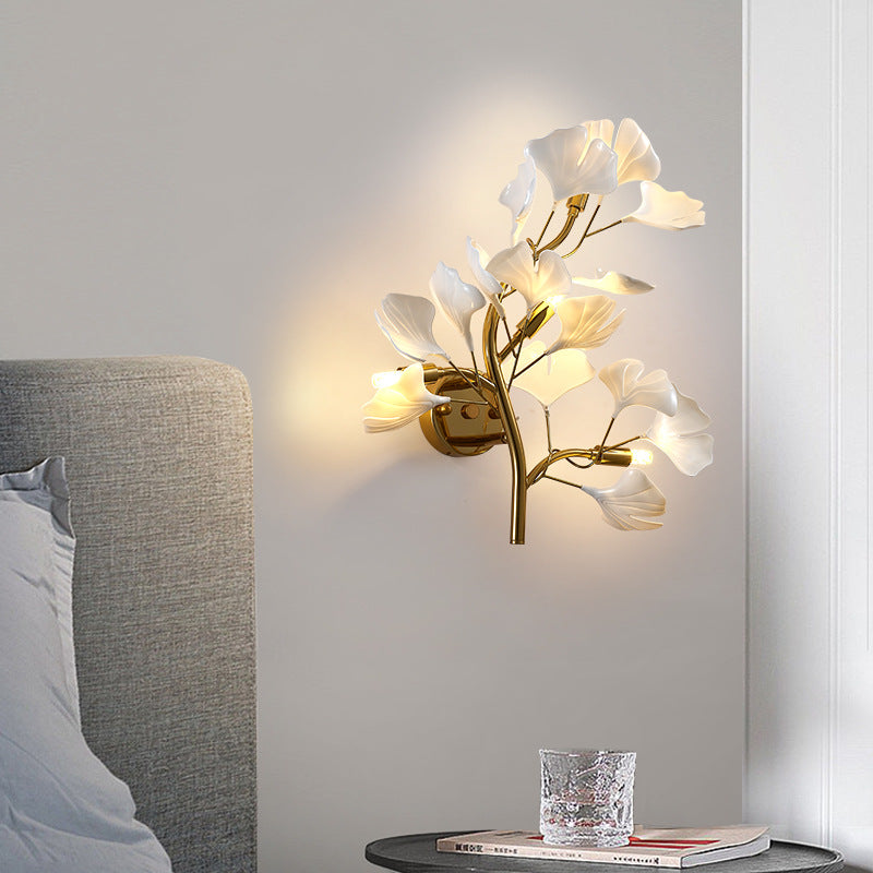 Luxury Acrylic Ginkgo Leaf Wall Lamp Living Room Background Creative Wall Light Foyer Hallway Bedroom Nordic Light