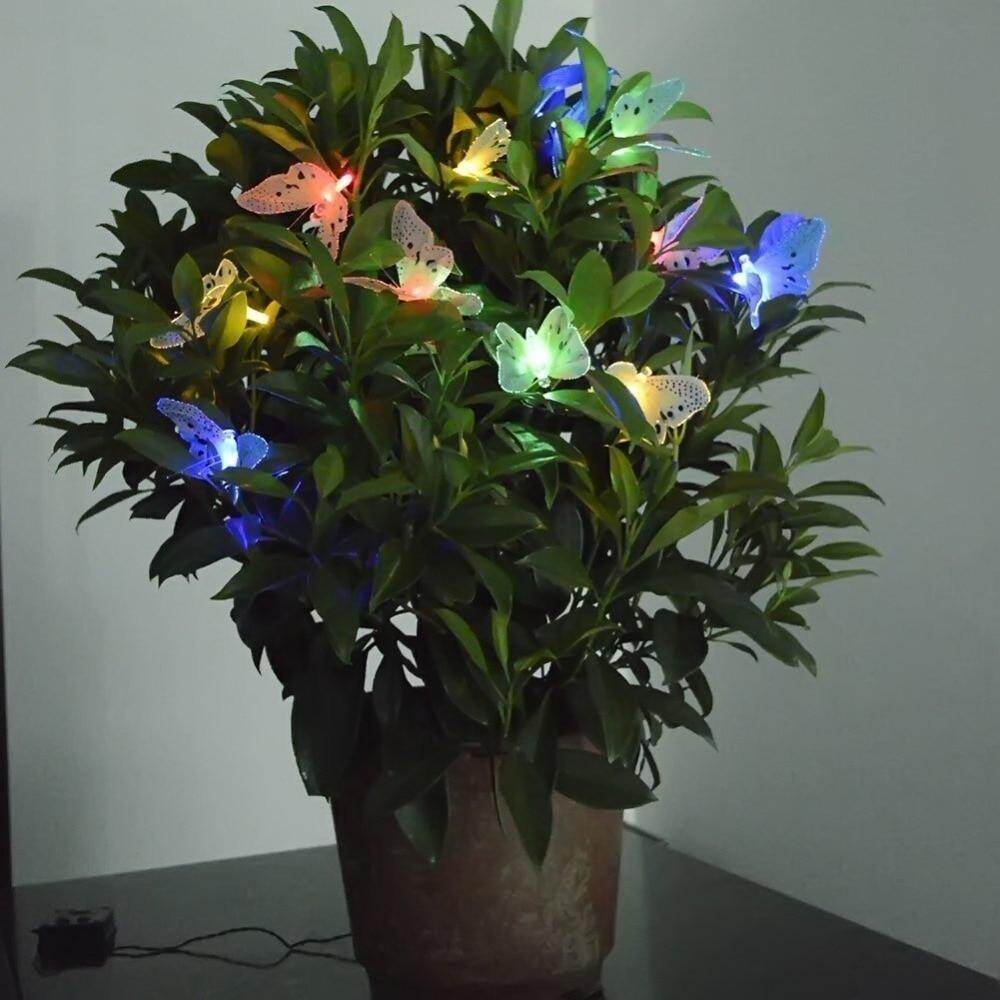 12/20 Led Solar Powered Butterfly Fiber Optic Fairy String Lights Waterproof Christmas Outdoor Garden Holiday Decoration Lights