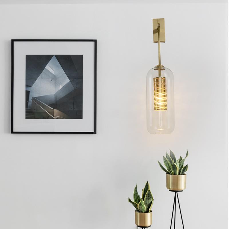 All Copper Wall Lamp Post Modern Simple Nordic Bedroom Wall Lamp Bedside Light Luxury Creative Living Room TV Wall Lamp