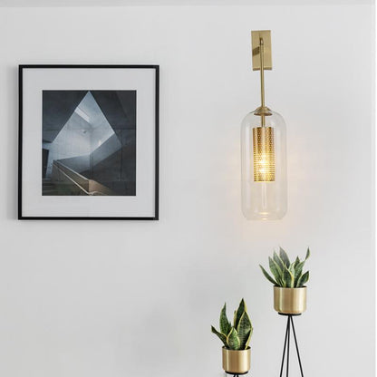 All Copper Wall Lamp Post Modern Simple Nordic Bedroom Wall Lamp Bedside Light Luxury Creative Living Room TV Wall Lamp