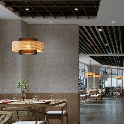 Vintage LED Pendant Light Rattan Warm lamp Pendant Lights Restaurant Hotpot Chinese Vine Art Lighting